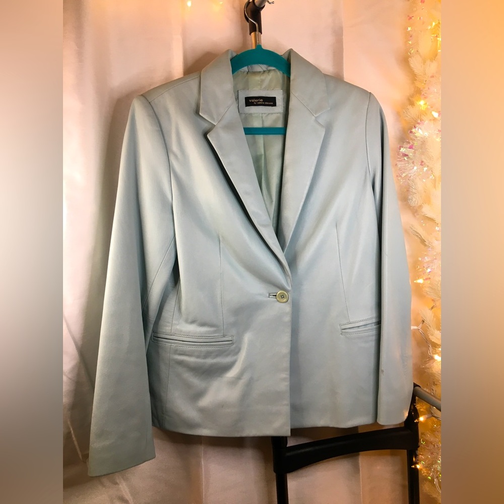Valerie by Valerie Stevens | Women’s Seafoam Green 100% Leather Jacket Coat